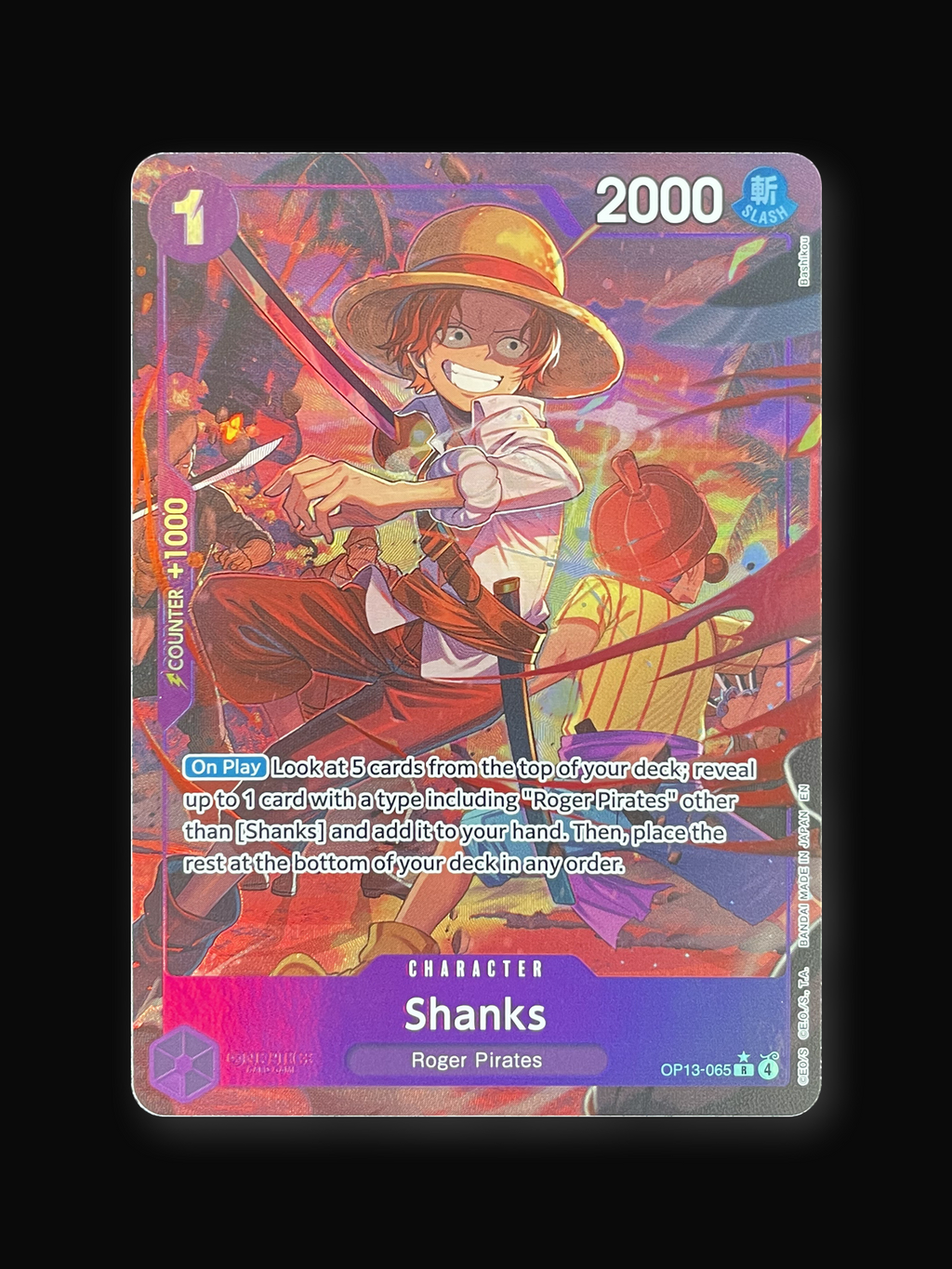 Shanks OP13-065 One Piece Card Game Carrying On His Will Single Card (Alternate Art)-front