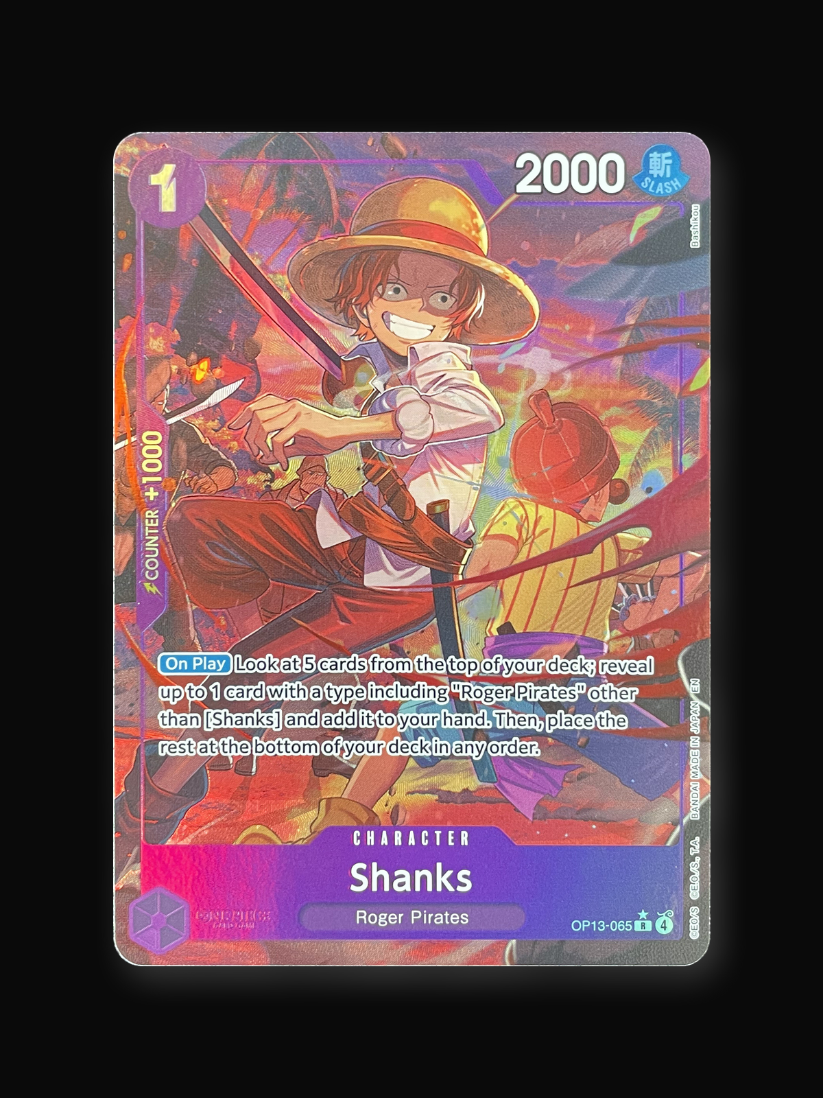 Shanks OP13-065 One Piece Card Game Carrying On His Will Single Card (Alternate Art)-front